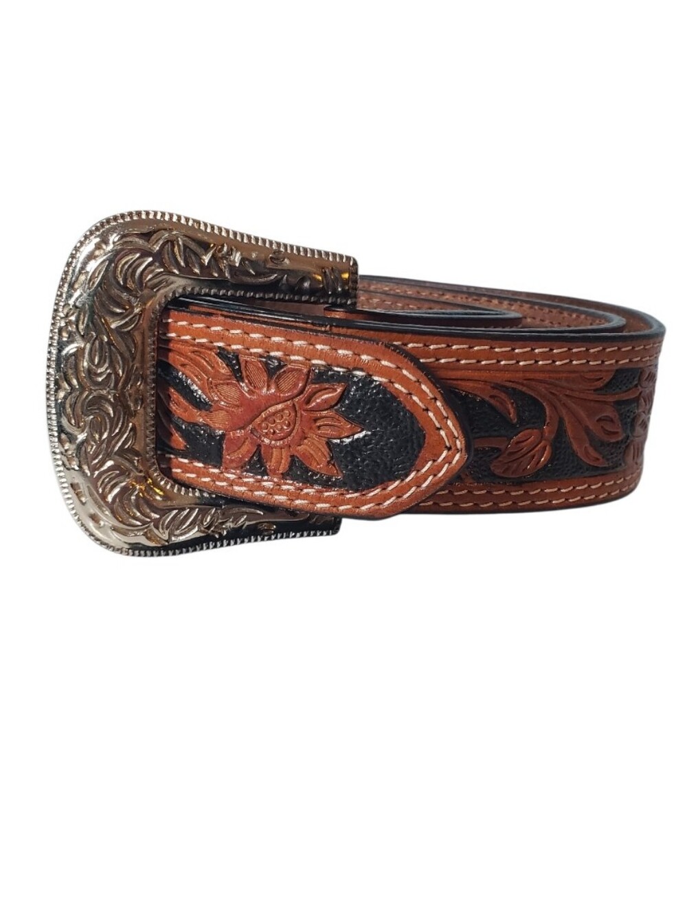 F&L USA New Tooled Western Mens Belt 42 Rancher Ranger Southwest Equestrian Fall